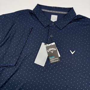 NWT Callaway Men’s XXL Opti-Dri Stretch Blue Chevron Golf Polo UPF 50